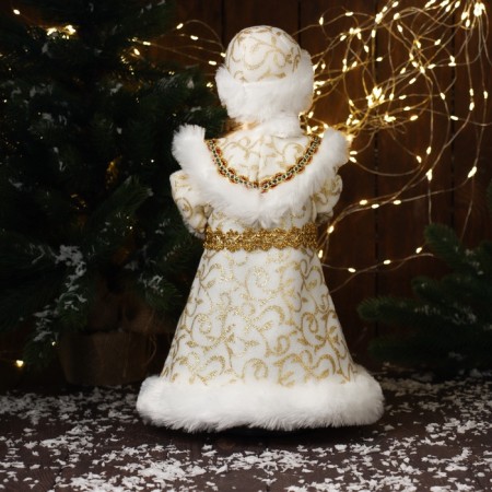 Snow Maiden "In a fur coat with an ornament" moves, with backlight, 40x20 cm, gold