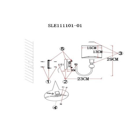 Wall lamp EVOLUCE. Sle111101-01. Linna. 1x40 watts, E14, 15x30 cm, chromium color-12