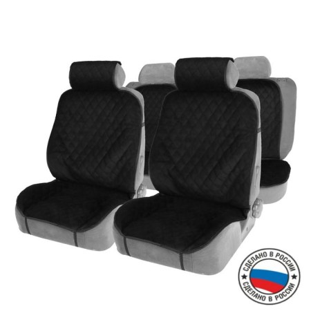 Caps on the seats, in front of+ass, velor, black, set 5 pcs