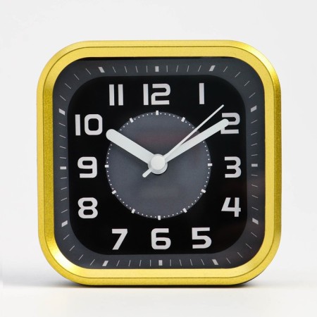 Clock - desktop an alarm clock, discrete move, 9.5 x 9.5 cm, aa