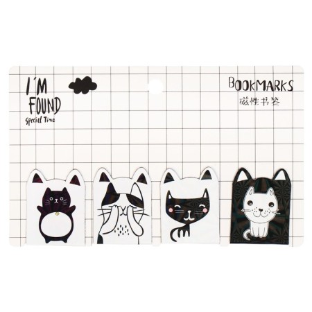 A set of magnetic bookmark for books Calligrata 4 pieces, "Cats", mix-1