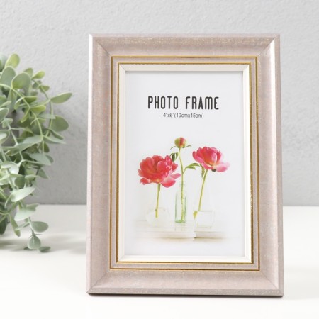 Photo frame Plastic 10x15 cm "Dora" Mokko with gold 19.7x14.6x1.4 cm-1