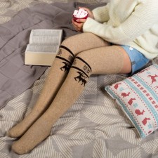 Women's stockings from Mongolian wool, beige color, size 23-25 ​​(36-42)