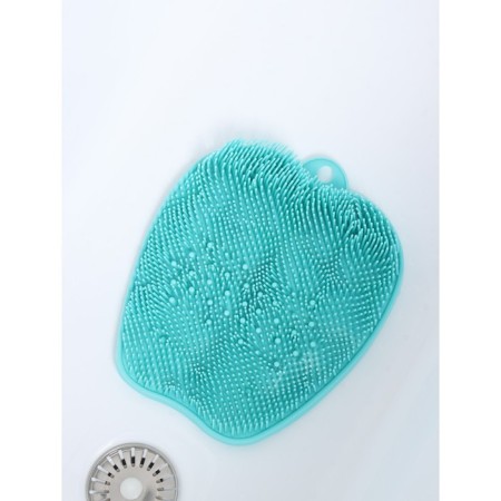 Silicone massage rug for washing legs and body, on suction cups, blue color-1