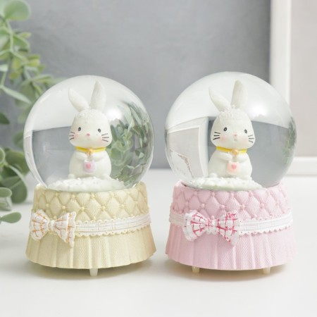 Souvenir Polystone Water Ball Light "White Bunny" mix 6.5x6.5x9.5 cm-1