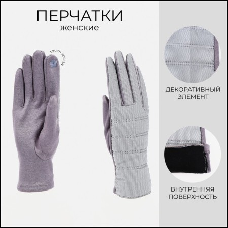 Gloves are female, dimensionless, with insulation, purple/silver color