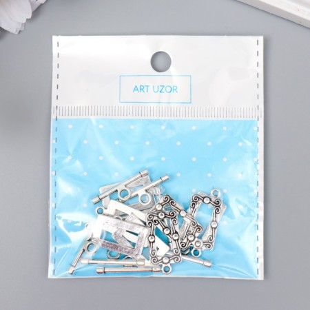 Decor Metal for the creativity of locks "Rectangle with patterns" silver 2160M025 2.3x1.2 cm-3