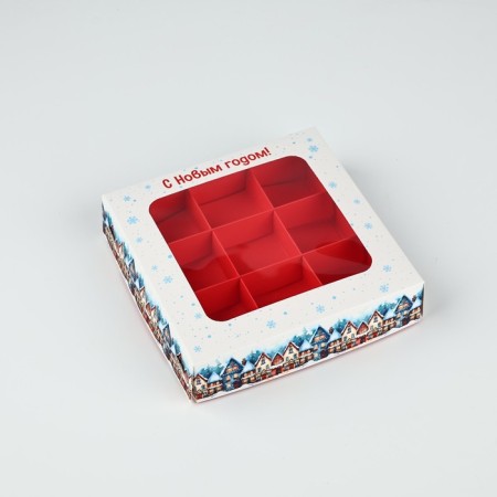 Box for sweets "Winter City", 14.7 x 14.7 x 3.5 cm, New Year-1