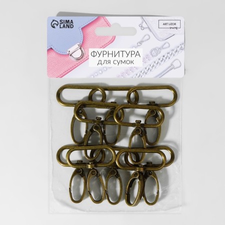 Metal carbine, 45 × 38 mm / 32 × 2.7 mm, 10 pcs, bronze color-3