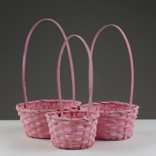 A set of wicker baskets, D16xh10/32 cm, D18XH10/34 cm, d21xh10/36 cm, 3 pcs, pink, bamboo