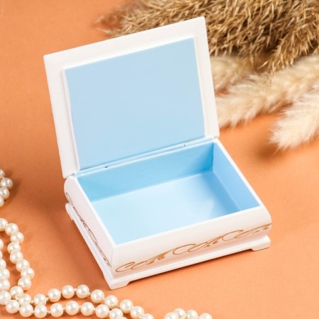 Casket "Angel with birds", white, 8 × 10.5 cm, lacquer miniature-1