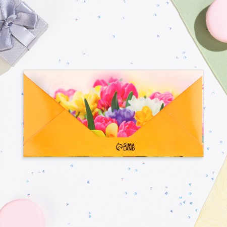Money envelope "Congratulations!" Bouquet of tulips, 16.5x8 cm-2