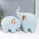 Souvenir Ceramics "Four Elephants" Blue Set 4 pcs 7.5x9.5 17x21 27x22.5 cm