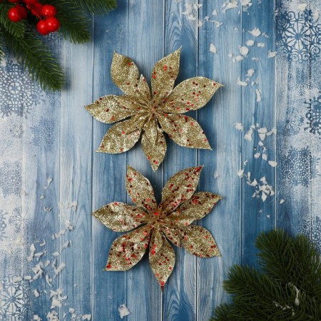 Jewelry decoration "Precious Flower" (set 2 pcs) classic, 12 cm, gold