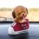 Dog on a car panel shocking his head, cute dog
