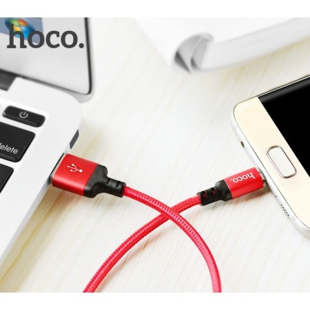 Hoco X14, 2 A, USB cable - Micro USB, 2 m, black and red-5