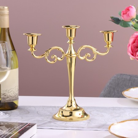 Three -rod, metallic candlestick, 26 x 10 x 27 cm