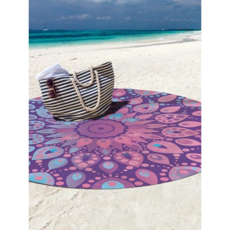 Pareo and beach rug "Violet Mandala", d = 150 cm-1