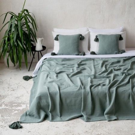 Shifu bedspread, size 220x240 cm, green color