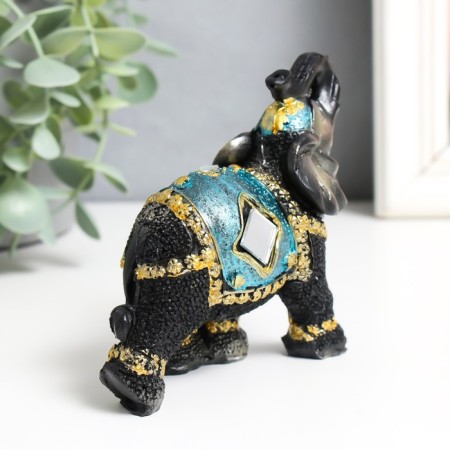 Souvenir Polystone "Elephant in Blue Popone with brushes and mirrors" h = 10; 8; 7; 6; 5.2; 4.9; 4.5 cm-3