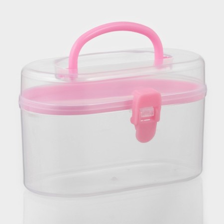 Organizer for storage with an insert, 12 × 7.5 × 7.5 cm, pink color