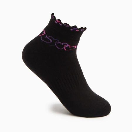 Women's terry socks "hearts", black color, size 23-25