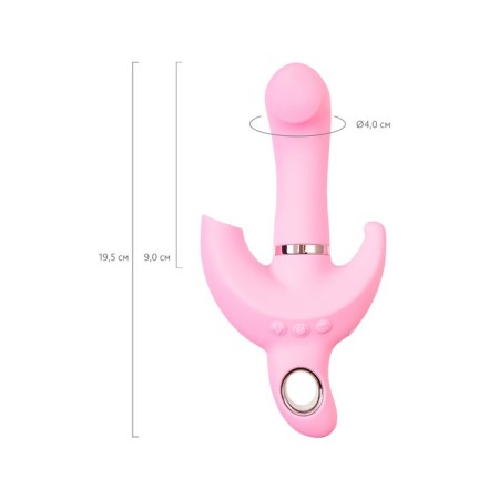 Turning vibrator with a clitoral stimulant Jos Twistme, 19.5 cm, silicone, pink color-9