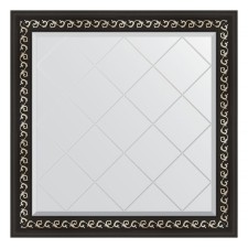 Mirror with engraving in the baguette frame, black Ardeko 81 mm, 85x85 cm