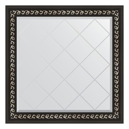 Mirror with engraving in the baguette frame, black Ardeko 81 mm, 85x85 cm