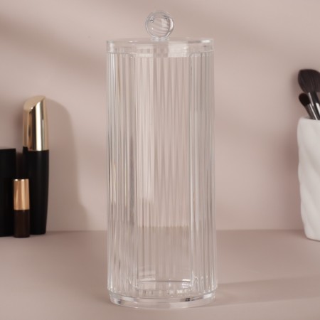 Organizer for cotton pads, with a lid, d = 7.5 × 19.5 cm, the color is transparent-3