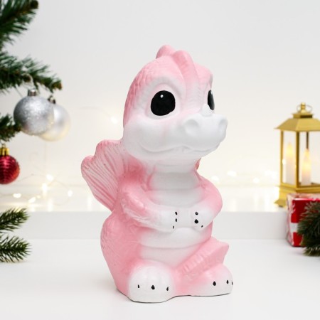 Piggy bank "Dracosha" white-pink, 13x15x25cm