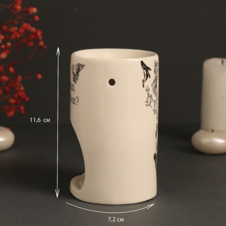 Aroma lamp ceramics "Is it really important now?" White 7.2x7.2x11.6 cm-1