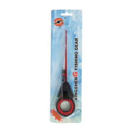 Fishing rod winter balalaika with a guard, black red color, HFB-37-9