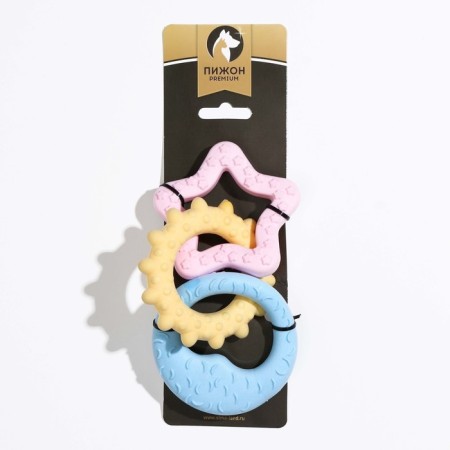 The toy floating "trio" Piggon Premium, foamed TPR, 17 cm, yellow/pink/blue-2