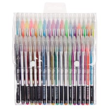 A set of gel pens 36 colors, the hull silver in a strip in the color of the rod, in the blister on the button