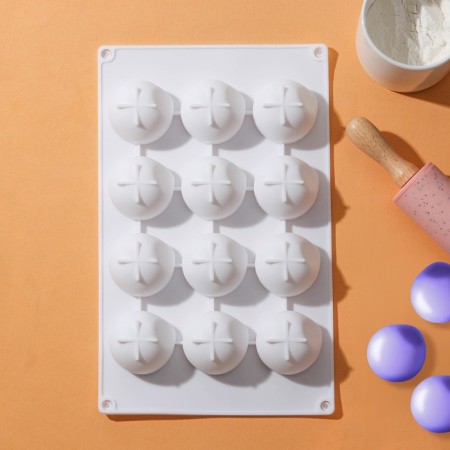 Form for mousse desserts and baking of the Babble, 29 × 18 × 3 cm, 12 cells (5 × 4.5 cm), white color