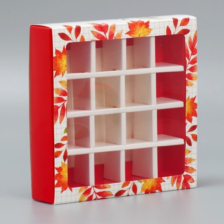 Box for sweets, confectionery packaging, 16 cells, “class teacher” 17.7 x 17.7 x 3.8 cm-1