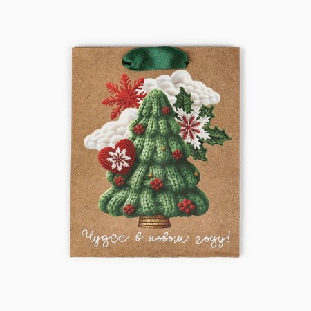 Craft vertical package "New Year tree", S 15 x 12 x 5.5 cm, New Year-4