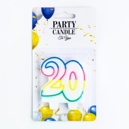 Candle for the cake "Jubilee giant", the number "20", a tone rim, 7.5 cm-2