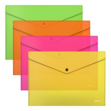 A4 button folder-convert, 180 μm, Erichkrause Glossy Neon, translucent, up to 120 sheets, mix