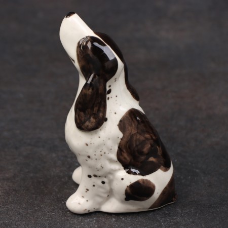 Porcelain figurine "Russian spaniel sits", 9 cm, author's painting-2