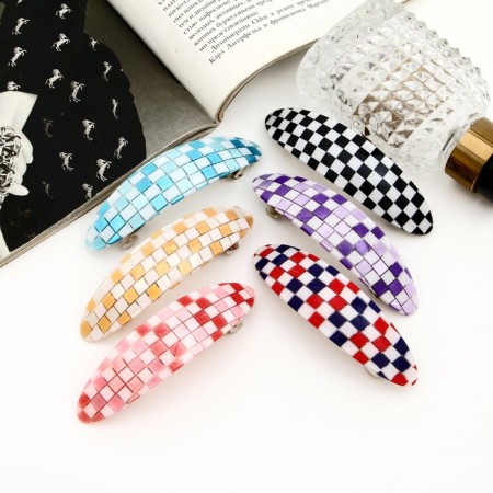 Halfish hair clip "Chess" 9 cm, mix-2