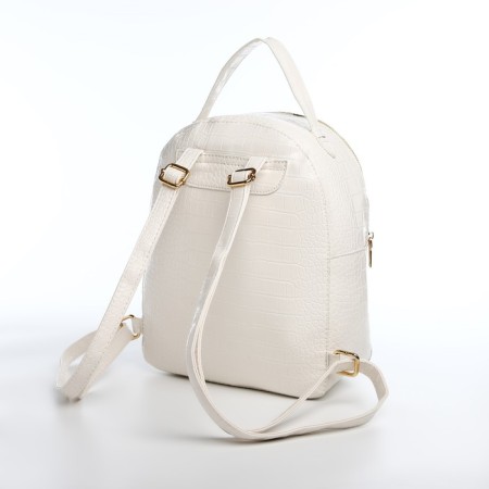 Women's backpack made of artificial leather with lightning, 1 pocket, white color-2