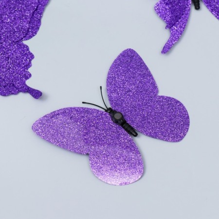 Magnet Plastic "Butterflies Double Wings - Shine" Violet set 12 pcs-2