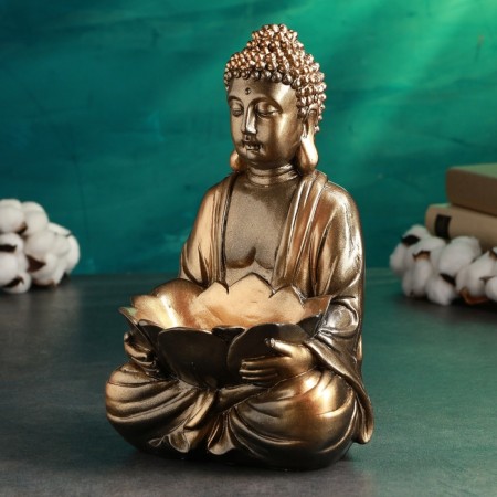 Piggy bank "Buddha with lotus" bronze, 28cm-2