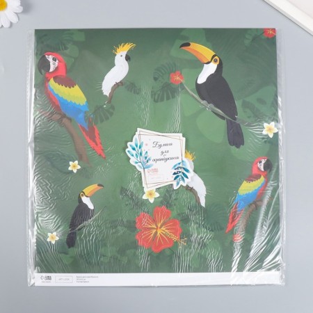 Scrapbooking paper "Exotic birds" density 180 g 30.5x32 cm-3