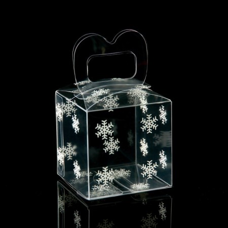 New Year. Box gift New Year's folding PVC "Snowflakes" 5 x 5 x 5 cm.-3