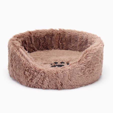 Lynchik for animals, with a pillow, fur, satin, periodotex, 40 x 40 x 16 cm, brown-1