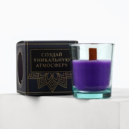 Aromatic candle with soy wax "flower fields", the aroma of lavender 6 x 5 x 5 cm.-2