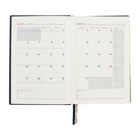 Dated 2025 diary, A5, 176 sheets of Escalada, solid cover of artificial leather, 3D design, foil, liesse embossing, cream block 70 g/m2, black-10